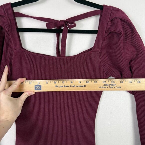 Rachel Parcell Sweater Midi Dress Stretch Small Wine Red Rib Knit Long Sleeve - Picture 7 of 10